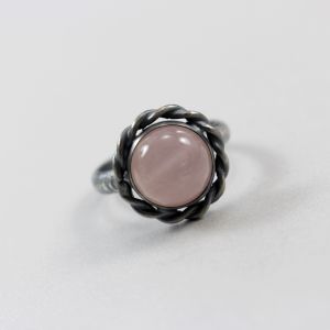 Kwarc różowy i srebro r.10,5 - pierścionek 2679 - ChileArt